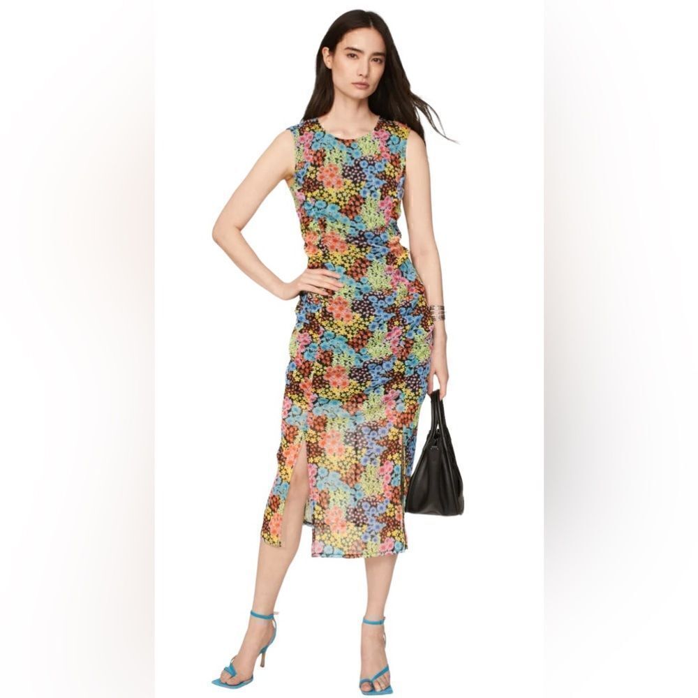 Saunders Collective Floral Mesh Midi Dress Size 8